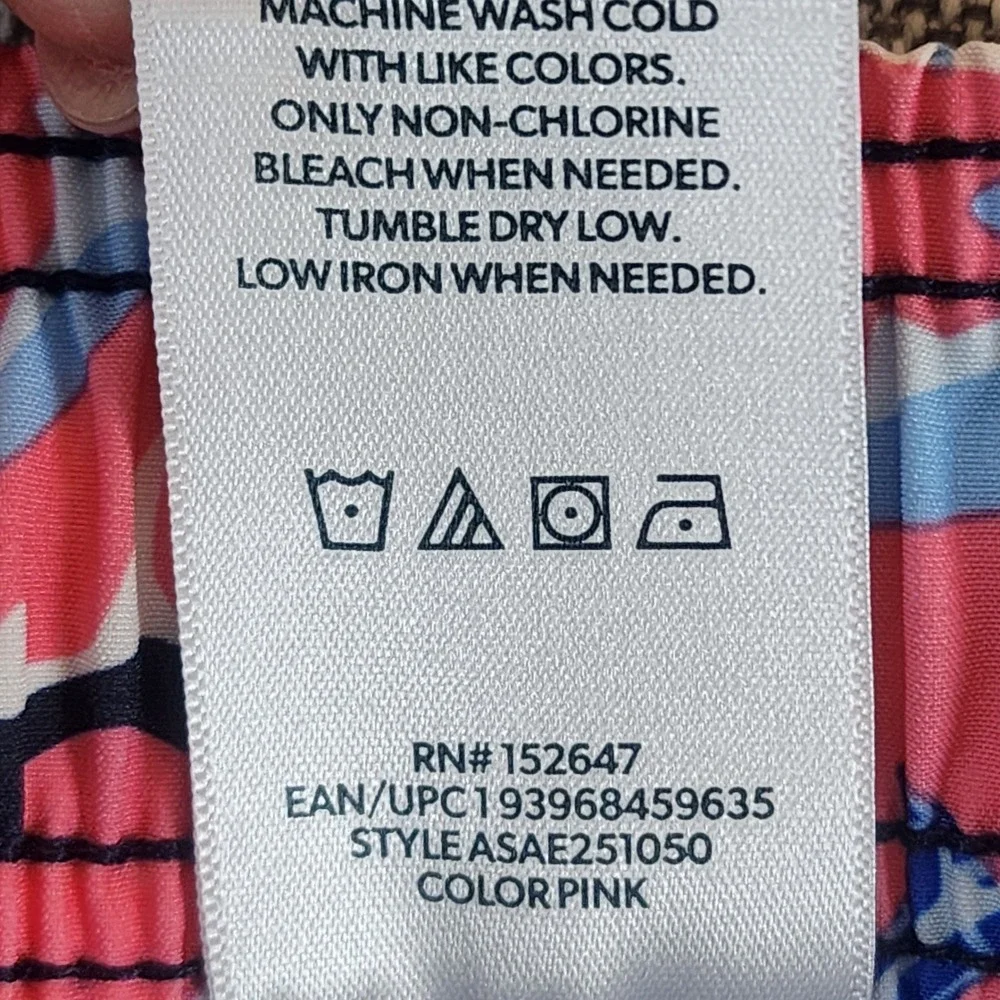 Member's Mark Mens M Resort Swim Trunk Pink Shark Board Shorts Beachwear